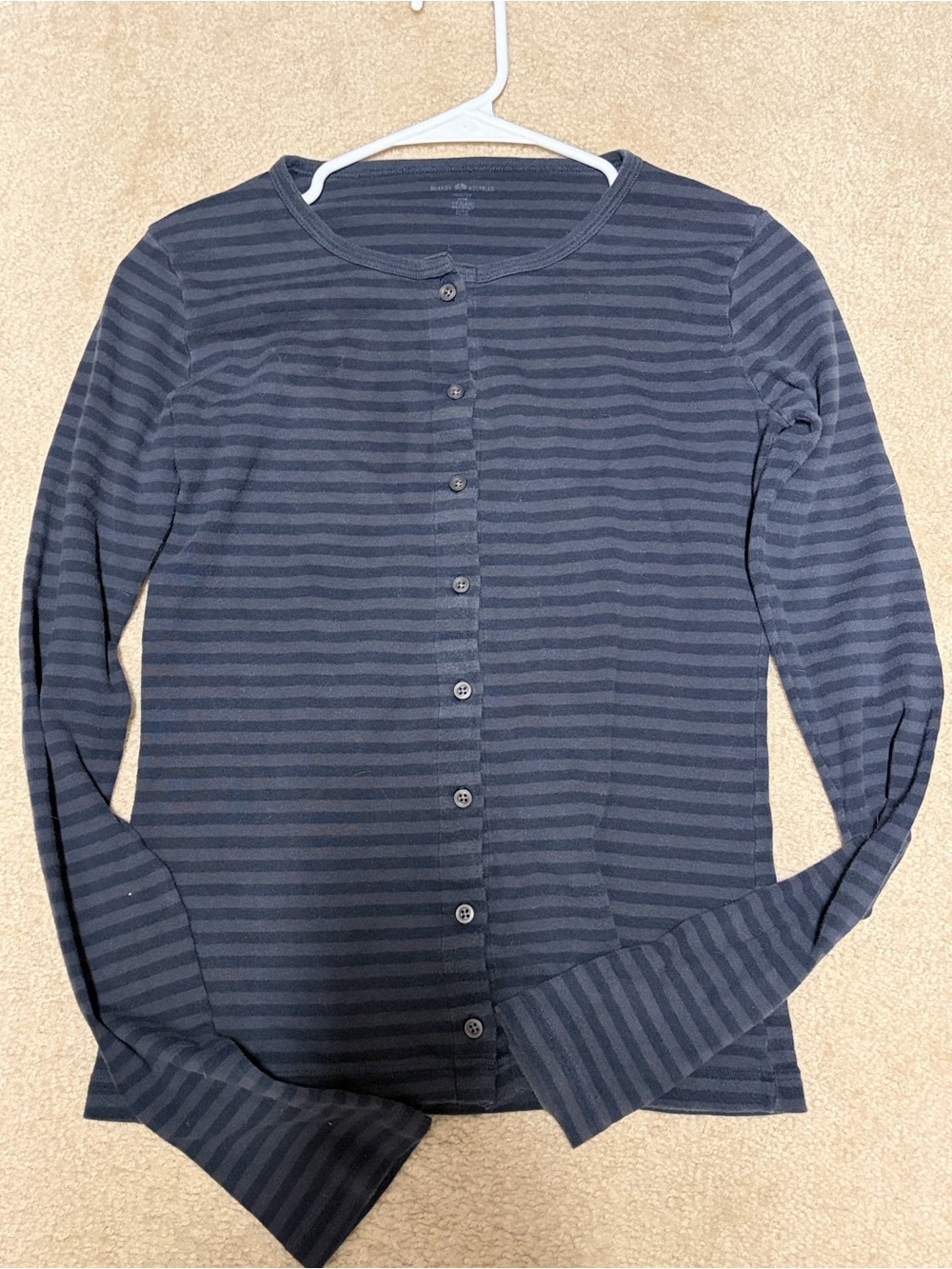 Brandy Melville Dark Blue/greyish Striped Long-Sleeve Shirt